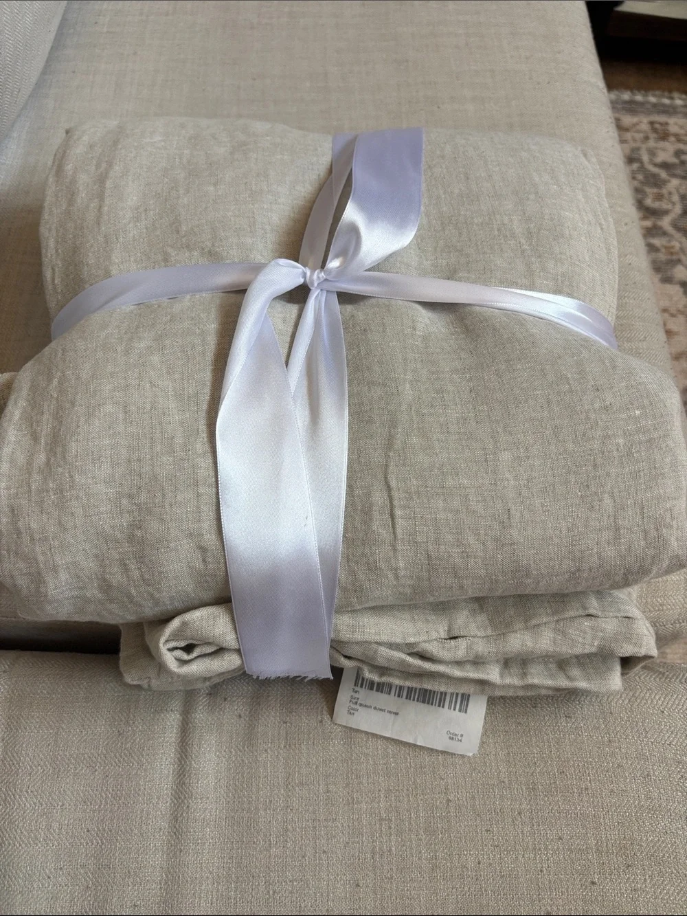 Quince European Linen Duvet Cover Queen Natural Chambray 100% Linen